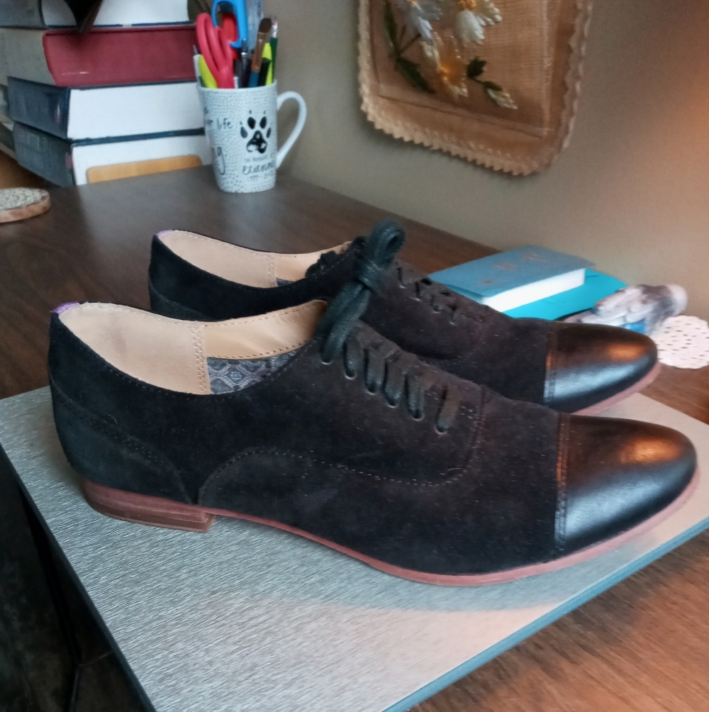 Sebago Hutton Black Suede and Leather Flats